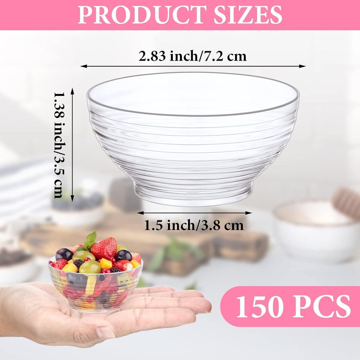 image:image150 Pcs 3 oz Mini Dessert Bowls Small Appetizer Dessert Cups Reusable Mini Clear Plastic Bowls Small Party Serving Cups for Mousse Puddings Appetizers Condiments Snacksketchup Soy BBQ Party