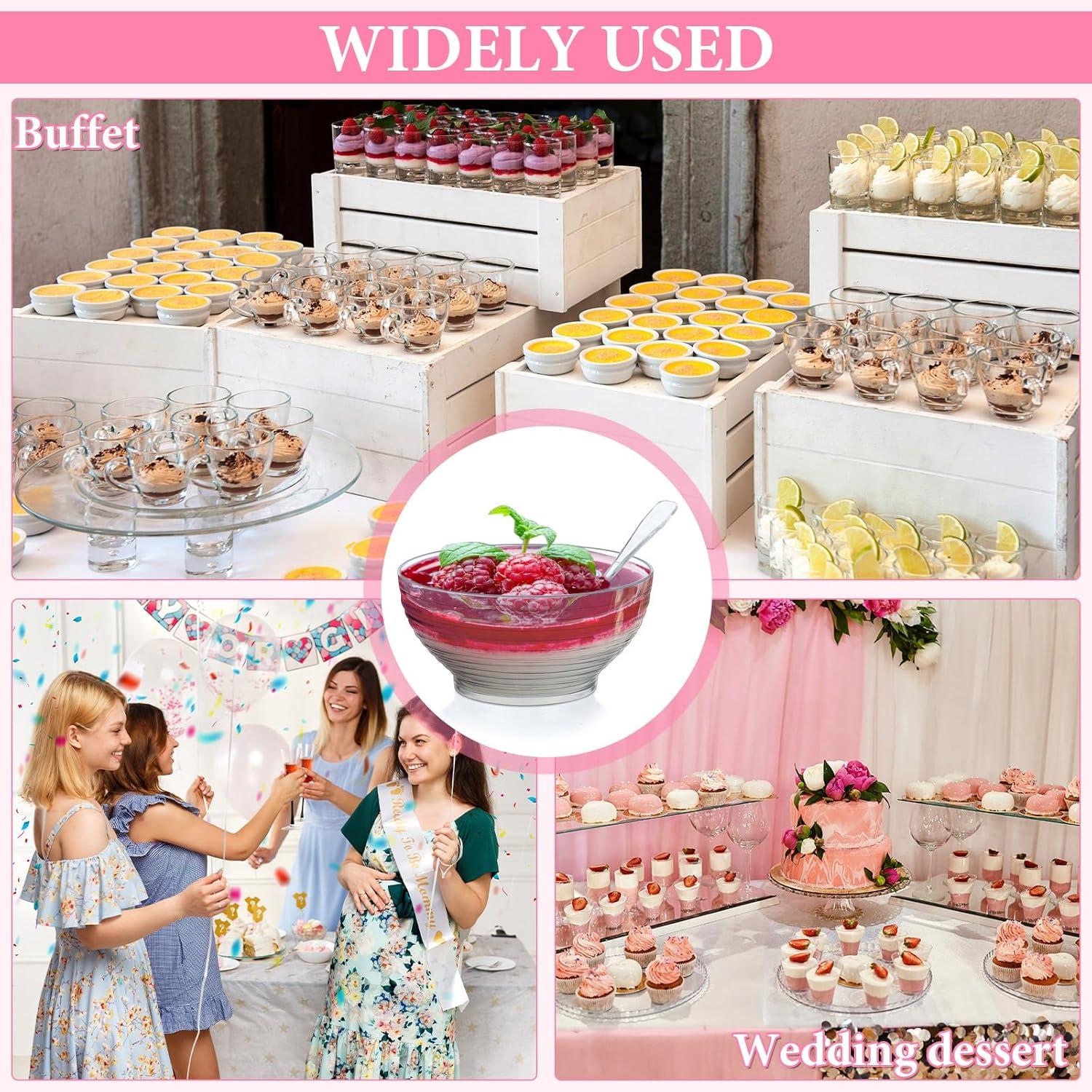 image:image150 Pcs 3 oz Mini Dessert Bowls Small Appetizer Dessert Cups Reusable Mini Clear Plastic Bowls Small Party Serving Cups for Mousse Puddings Appetizers Condiments Snacksketchup Soy BBQ Party