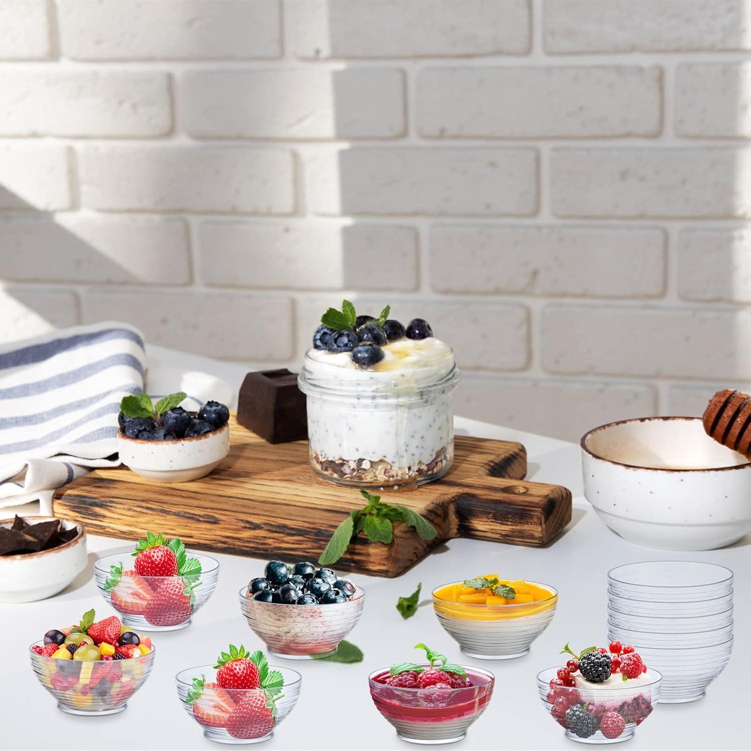 image:image150 Pcs 3 oz Mini Dessert Bowls Small Appetizer Dessert Cups Reusable Mini Clear Plastic Bowls Small Party Serving Cups for Mousse Puddings Appetizers Condiments Snacksketchup Soy BBQ Party