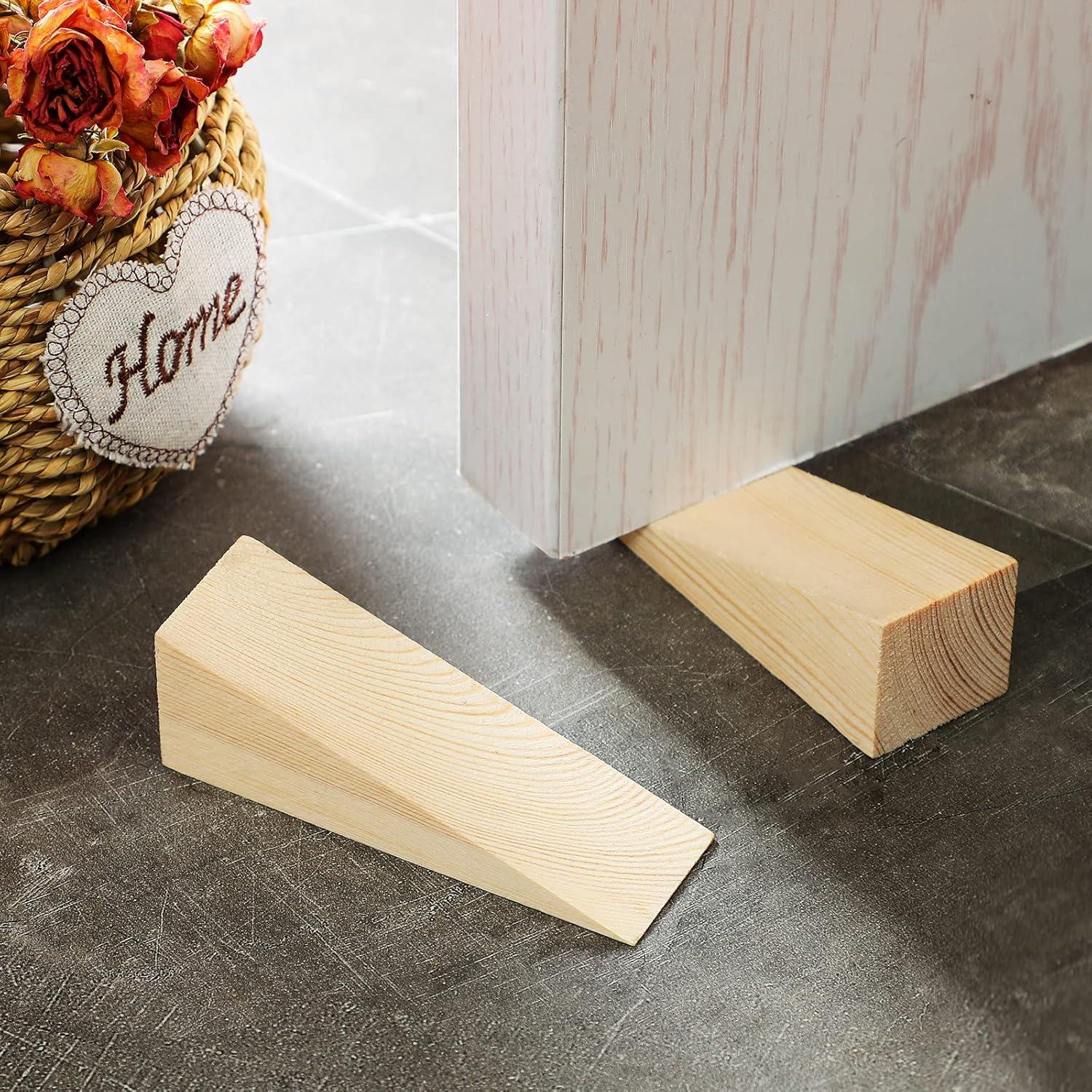 image:image6 Pcs Wooden Door Stopper Wedge Non Slip Firefighter Wood Door Stopper Wedge for Most Surfaces Solid Block