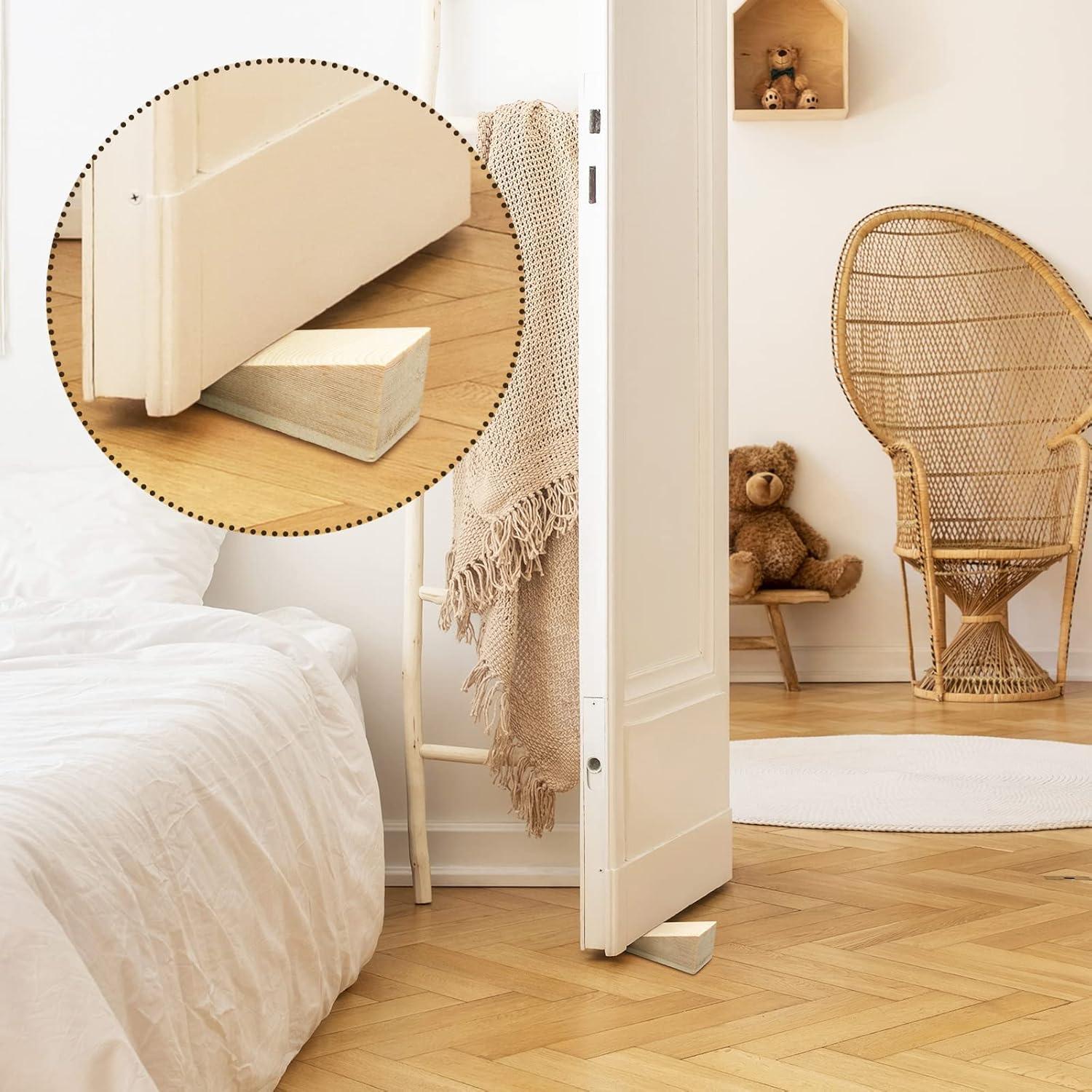 image:image6 Pcs Wooden Door Stopper Wedge Non Slip Firefighter Wood Door Stopper Wedge for Most Surfaces Solid Block
