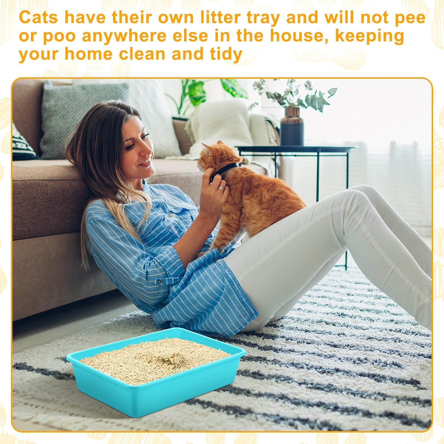 image:imageAmyhill 10 Pcs Open Cat Litter Box Kitten Litter Pan with 10 Scooper Medium Plastic Pet Tray Durable Nonstick Kitten Box for Indoor Pets Cats Rabbit Supply Easy to Clean146x106x34 Inch 5 Color