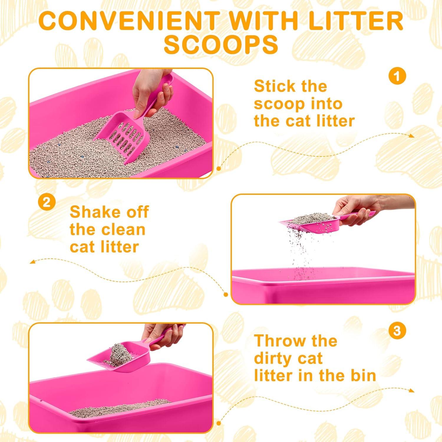 image:imageAmyhill 10 Pcs Open Cat Litter Box Kitten Litter Pan with 10 Scooper Medium Plastic Pet Tray Durable Nonstick Kitten Box for Indoor Pets Cats Rabbit Supply Easy to Clean146x106x34 Inch 5 Color