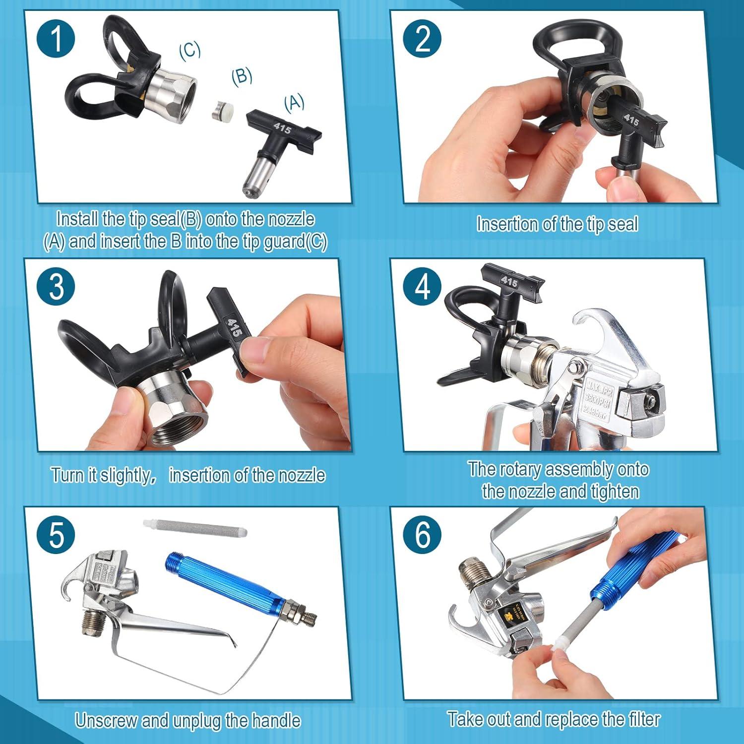 image:imageAmyhill 10 Pcs Spray Tips Airless Paint Sprayer Nozzle Tip and 10 Pcs Airless Spray Gun Filter Reversible Tip Paint for Sprayer Accessories109 213 311 315 411 415 517 523 621 623109 213 311 315 411 415 517 523 621 623