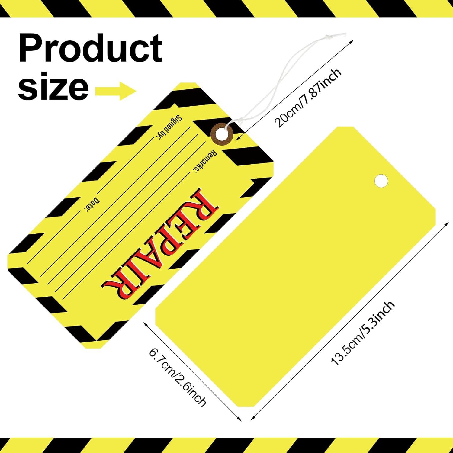image:imageAmyhill 120 Pack Repair Tags Yellow Maintenance Required Tags with Wire Production Quality Control with 8 Inch Attached Cotton String 26 x 53 Inch120