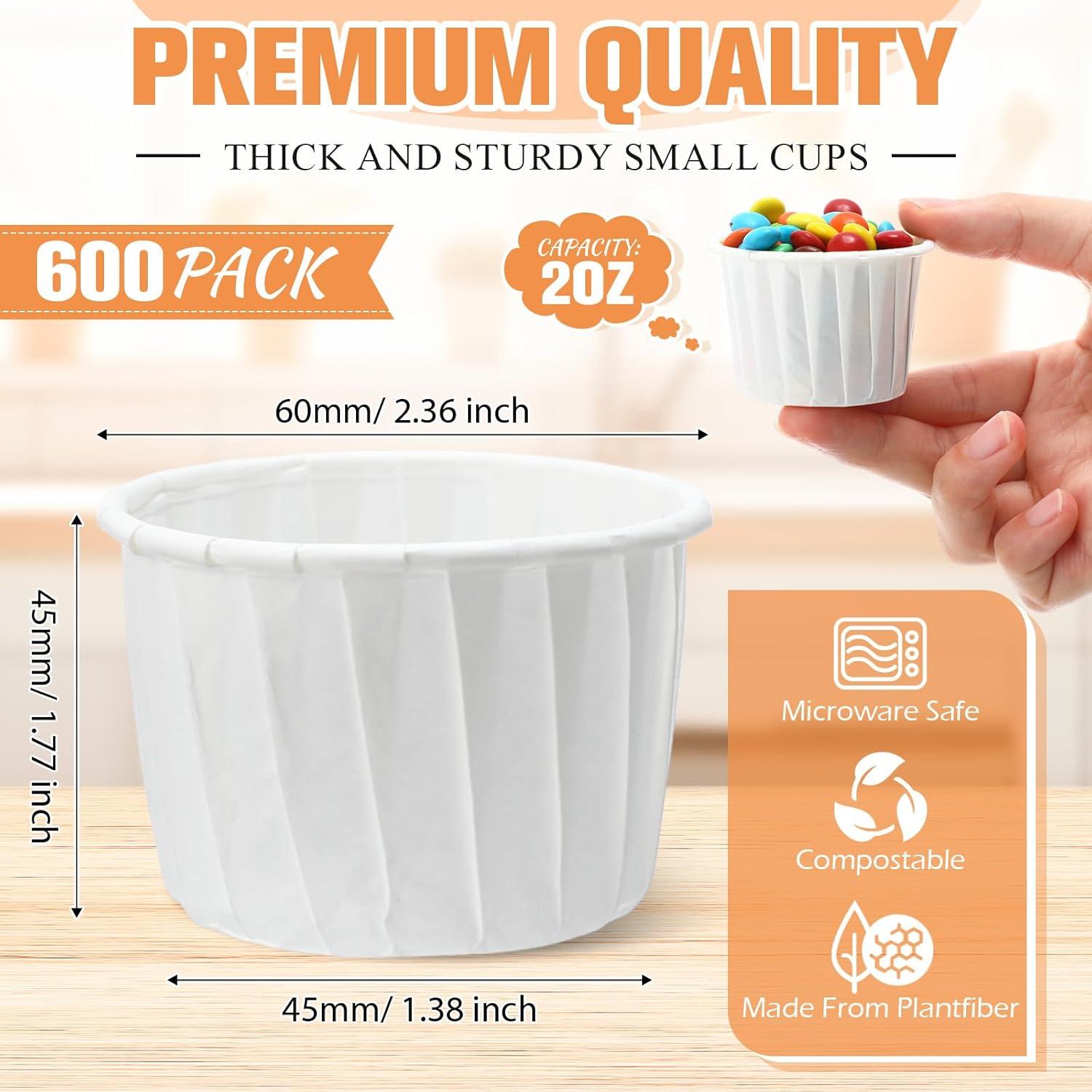 image:imageAmyhill 1200 Pack Disposable Paper Medicine Cups Small Condiment Cups for Ketchup Tasting Pills Medicine Food Dessert Portion Containers 12 oz2 oz