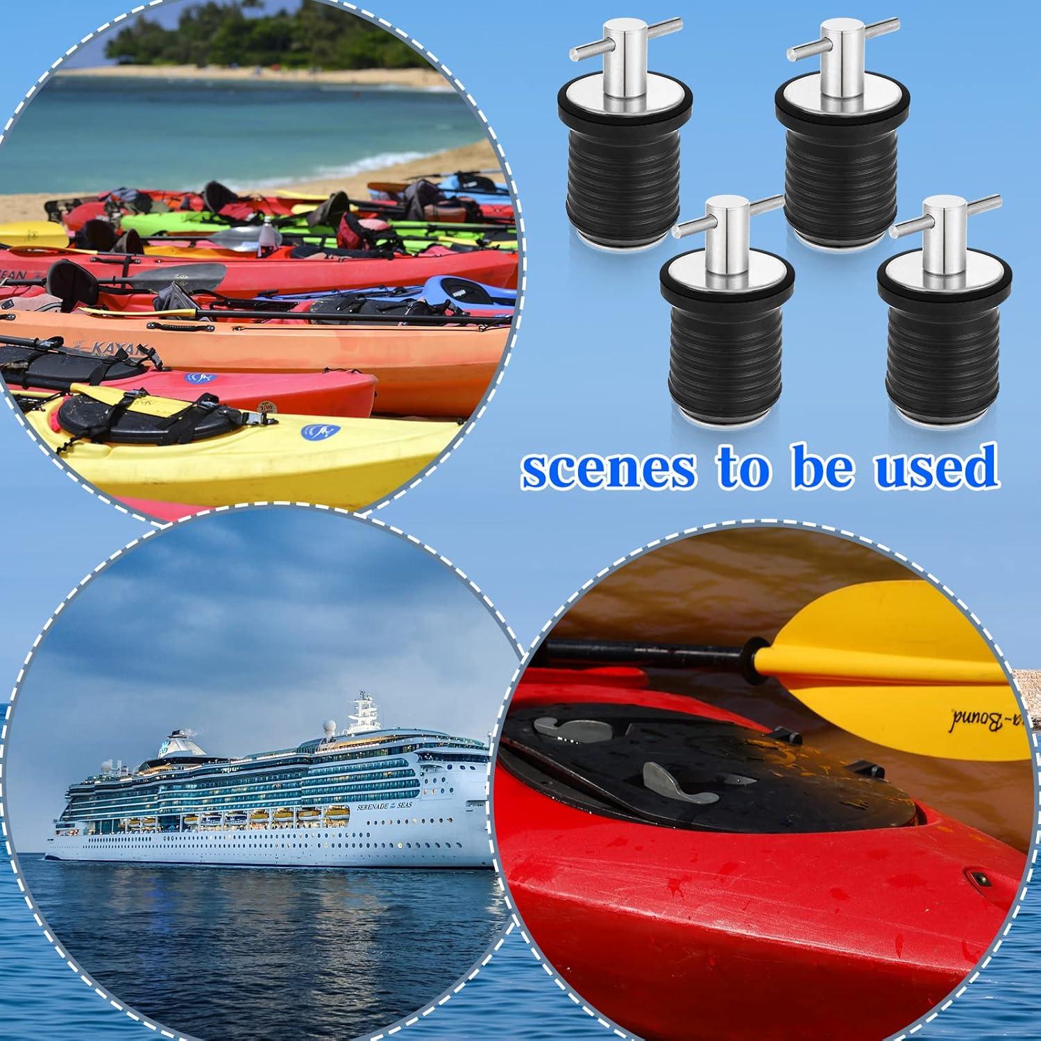 image:imageAmyhill 4 Pcs T Handle Boat Plug for 1 Inch Diameter Drain Boat TwistTurn and Seal Design Marine Rubber Plug Accessories for Yachts Kayaks Ferries BreakwatersSilver
