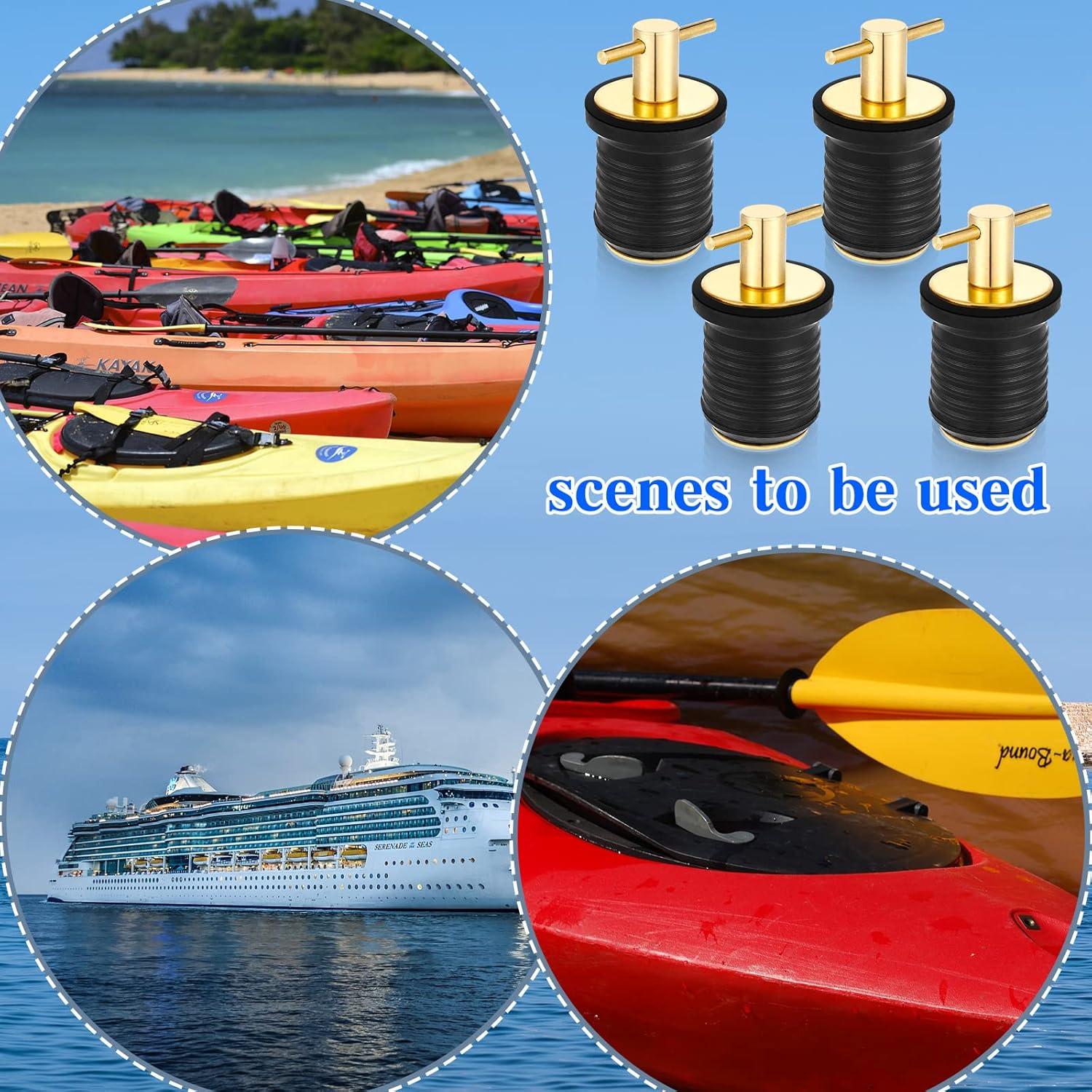 image:imageAmyhill 4 Pcs T Handle Boat Plug for 1 Inch Diameter Drain Boat TwistTurn and Seal Design Marine Rubber Plug Accessories for Yachts Kayaks Ferries BreakwatersGold