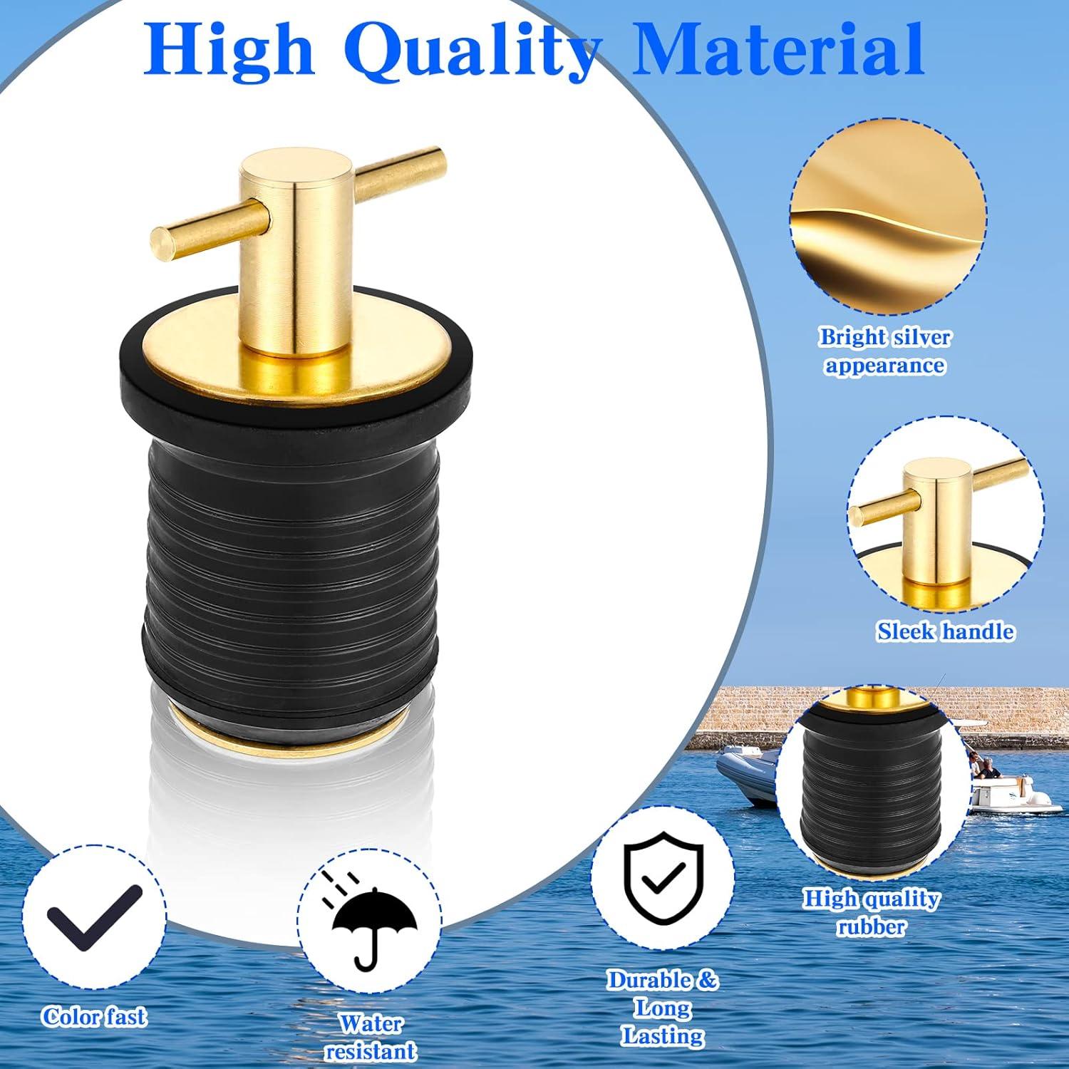 image:imageAmyhill 4 Pcs T Handle Boat Plug for 1 Inch Diameter Drain Boat TwistTurn and Seal Design Marine Rubber Plug Accessories for Yachts Kayaks Ferries BreakwatersGold