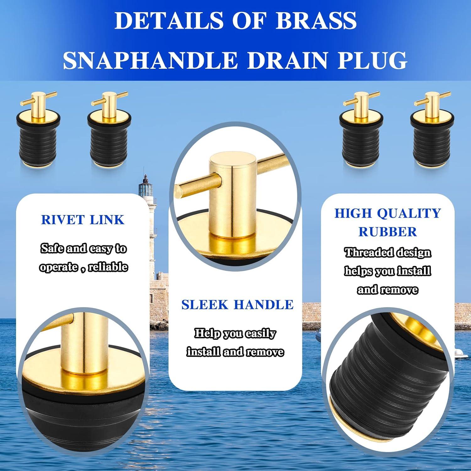 image:imageAmyhill 4 Pcs T Handle Boat Plug for 1 Inch Diameter Drain Boat TwistTurn and Seal Design Marine Rubber Plug Accessories for Yachts Kayaks Ferries BreakwatersGold