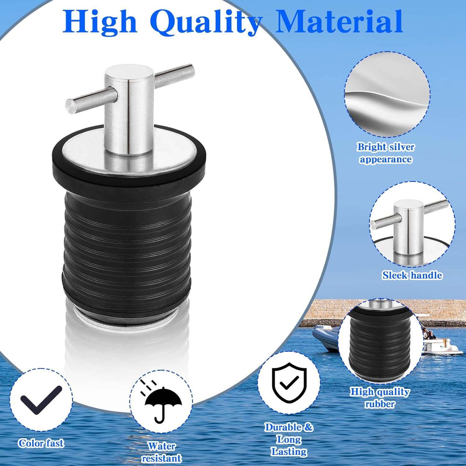 image:imageAmyhill 4 Pcs T Handle Boat Plug for 1 Inch Diameter Drain Boat TwistTurn and Seal Design Marine Rubber Plug Accessories for Yachts Kayaks Ferries BreakwatersSilver