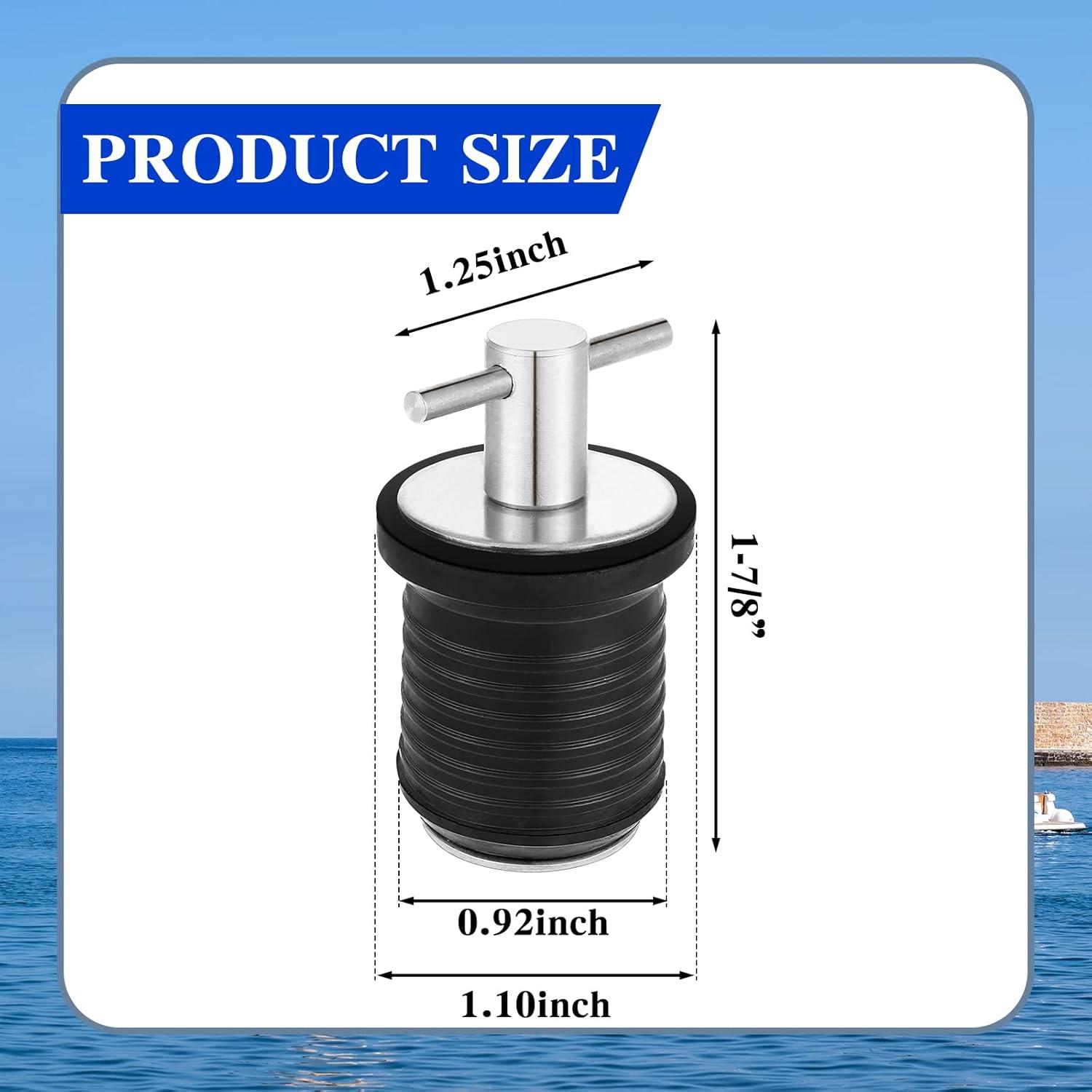 image:imageAmyhill 4 Pcs T Handle Boat Plug for 1 Inch Diameter Drain Boat TwistTurn and Seal Design Marine Rubber Plug Accessories for Yachts Kayaks Ferries BreakwatersSilver
