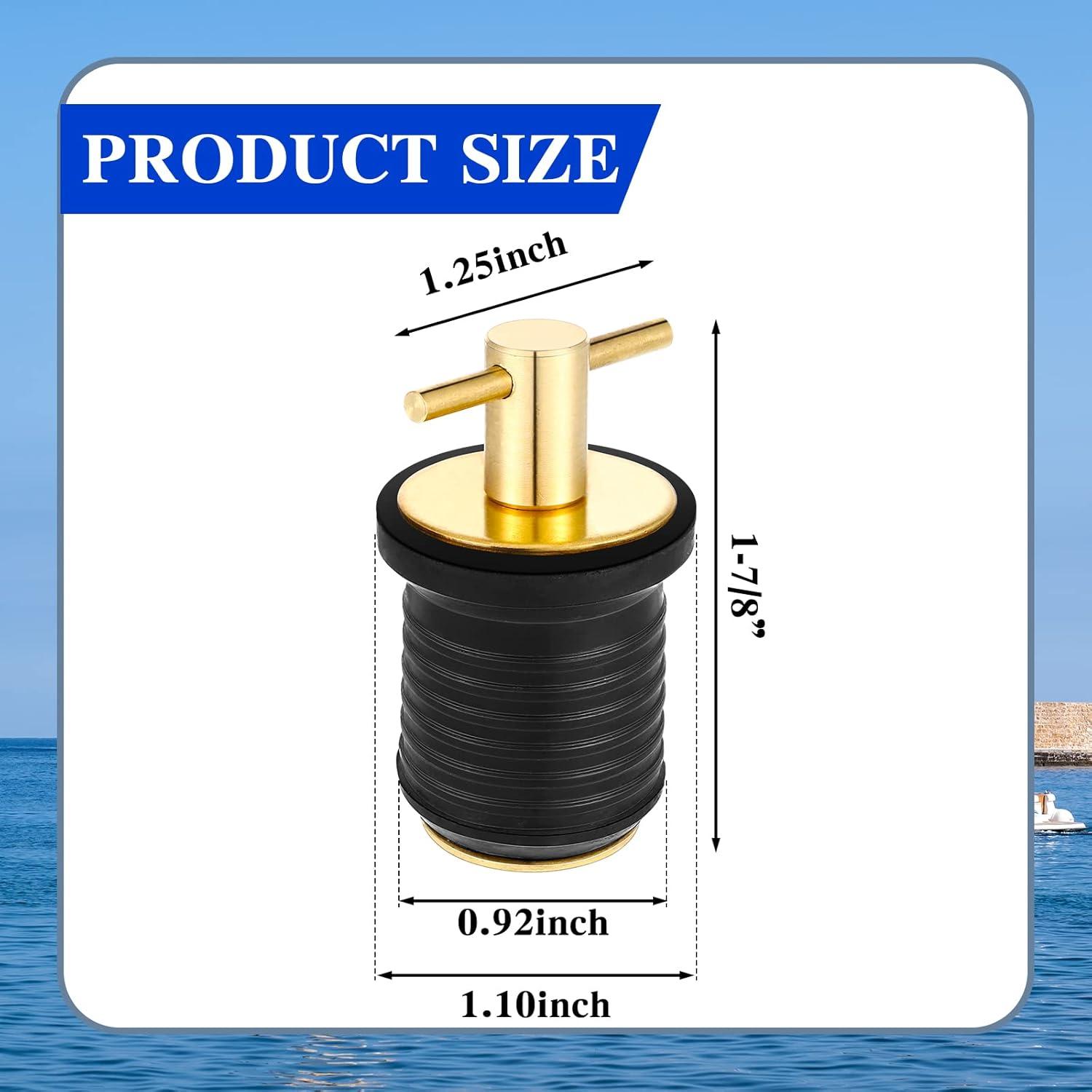 image:imageAmyhill 4 Pcs T Handle Boat Plug for 1 Inch Diameter Drain Boat TwistTurn and Seal Design Marine Rubber Plug Accessories for Yachts Kayaks Ferries BreakwatersGold