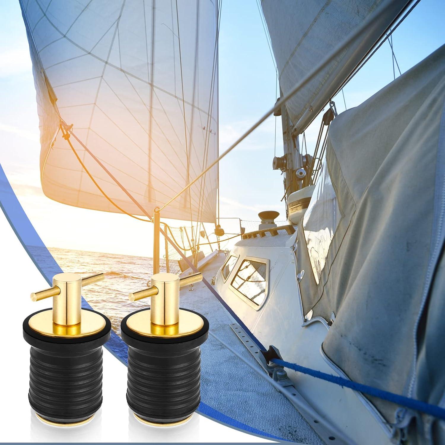 image:imageAmyhill 4 Pcs T Handle Boat Plug for 1 Inch Diameter Drain Boat TwistTurn and Seal Design Marine Rubber Plug Accessories for Yachts Kayaks Ferries BreakwatersGold