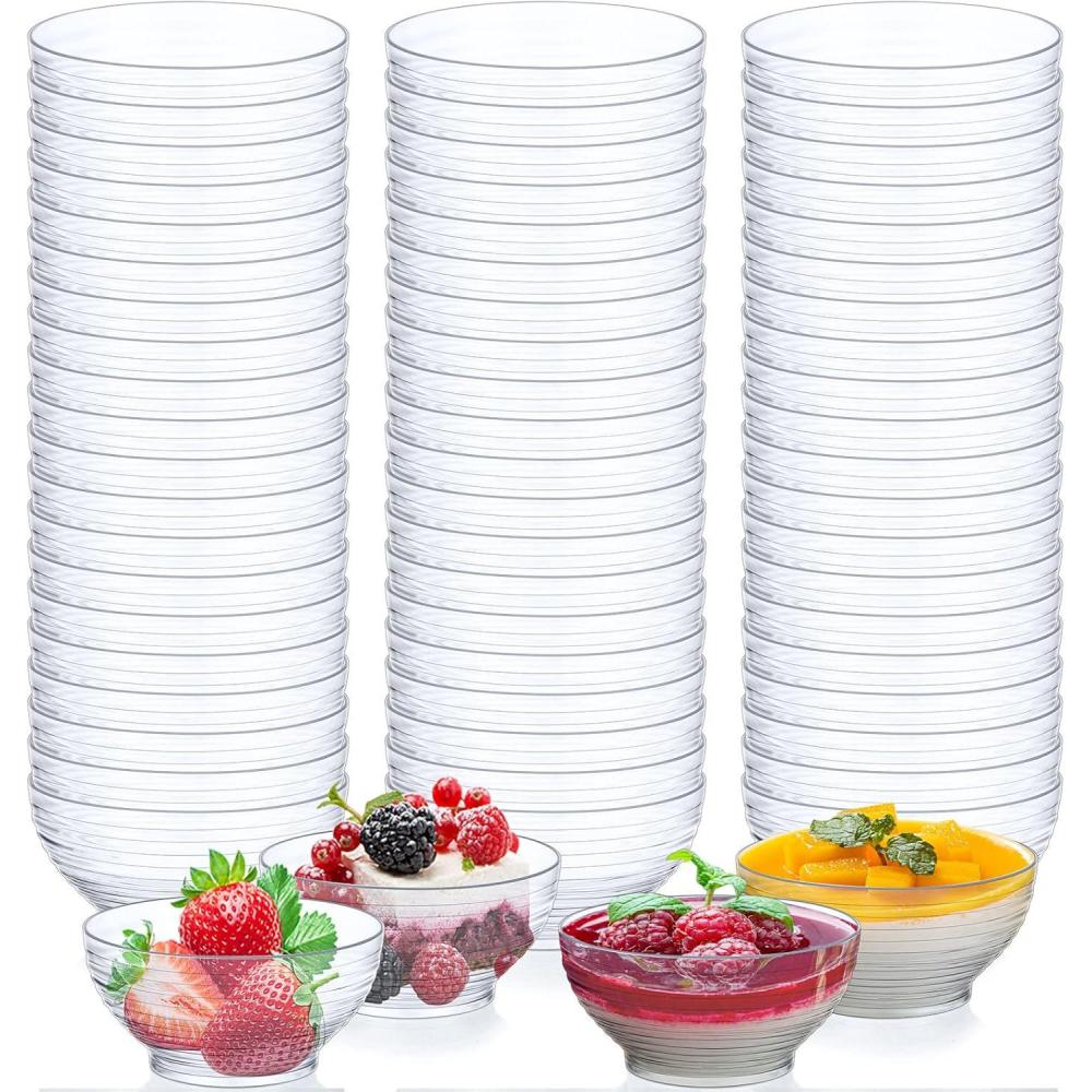 image:image150 Pcs 3 oz Mini Dessert Bowls Small Appetizer Dessert Cups Reusable Mini Clear Plastic Bowls Small Party Serving Cups for Mousse Puddings Appetizers Condiments Snacksketchup Soy BBQ Party