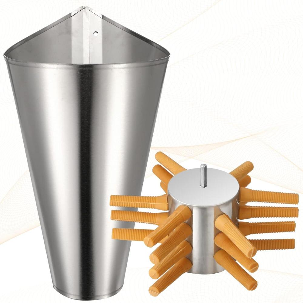 image:image2 Pcs Chicken Plucker Drill Attachments Kit Include Stainless Steel Poultry Restraining Cone and Chicken Plucker Drill 21 Fingers Chicken Plucker Machine Bleeding Funnel for Farm Slaughter Equipment
