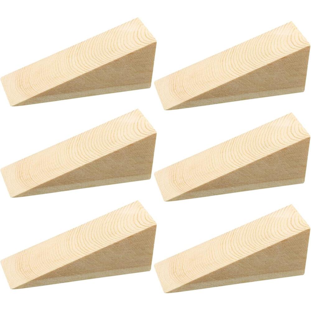 image:image6 Pcs Wooden Door Stopper Wedge Non Slip Firefighter Wood Door Stopper Wedge for Most Surfaces Solid Block
