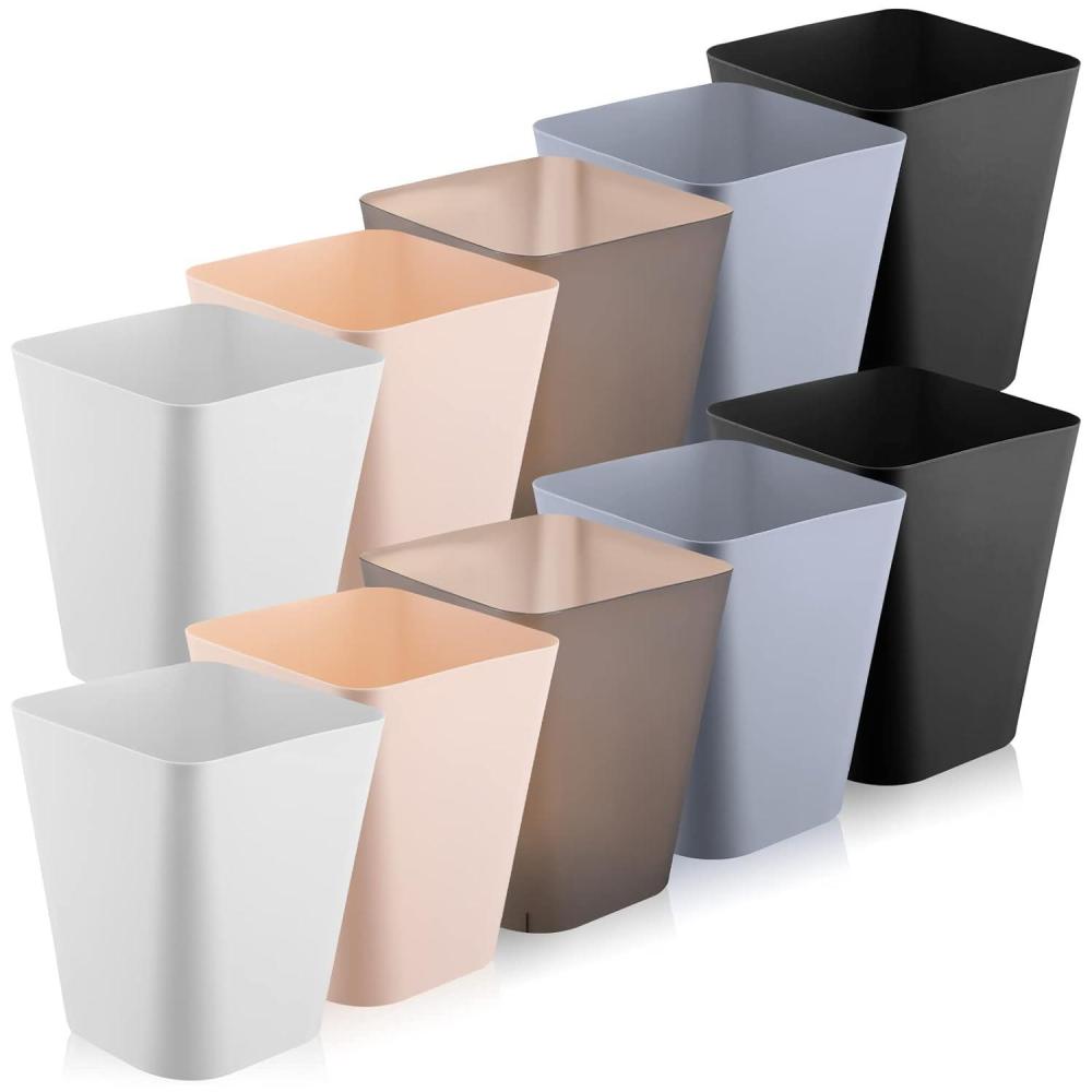 image:imageAmyhill 10 Pcs Small Trash Can 2 Gallon Plastic Garbage Can Small Waste Basket for Bathroom Office Kitchen Living Room Bedroom Home Under DeskMulticolorblack  gray  white  khaki  brown