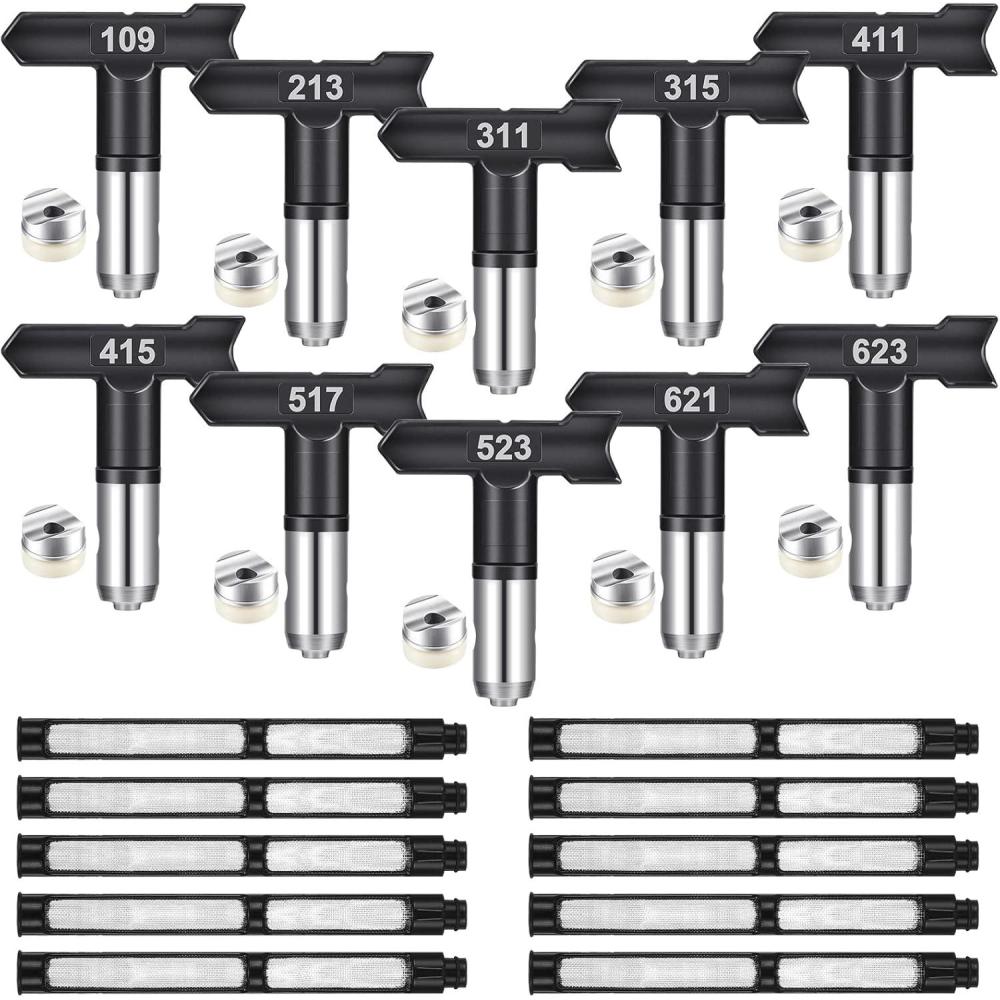 image:imageAmyhill 10 Pcs Spray Tips Airless Paint Sprayer Nozzle Tip and 10 Pcs Airless Spray Gun Filter Reversible Tip Paint for Sprayer Accessories109 213 311 315 411 415 517 523 621 623109 213 311 315 411 415 517 523 621 623