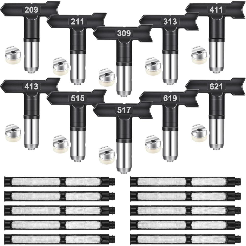 image:imageAmyhill 10 Pcs Spray Tips Airless Paint Sprayer Nozzle Tip and 10 Pcs Airless Spray Gun Filter Reversible Tip Paint for Sprayer Accessories109 213 311 315 411 415 517 523 621 623209 211 309 313 411 413 515 517 619 621