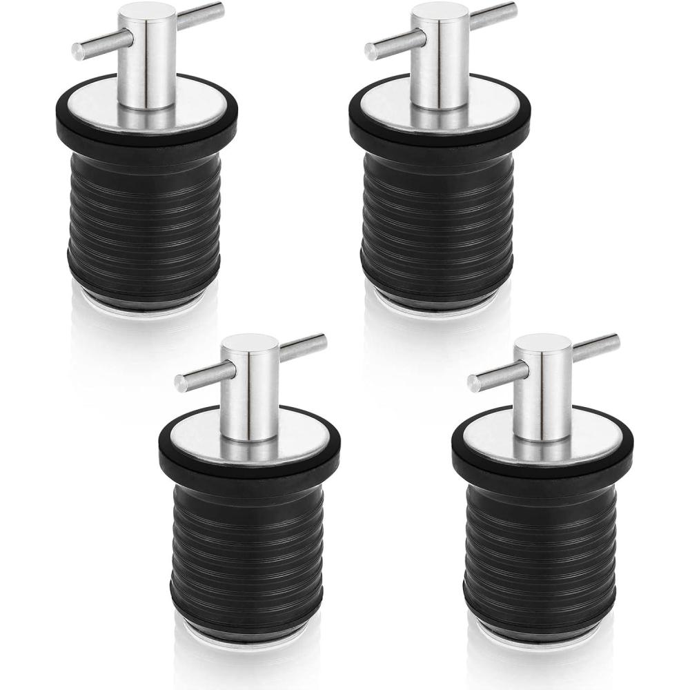 image:imageAmyhill 4 Pcs T Handle Boat Plug for 1 Inch Diameter Drain Boat TwistTurn and Seal Design Marine Rubber Plug Accessories for Yachts Kayaks Ferries BreakwatersSilver
