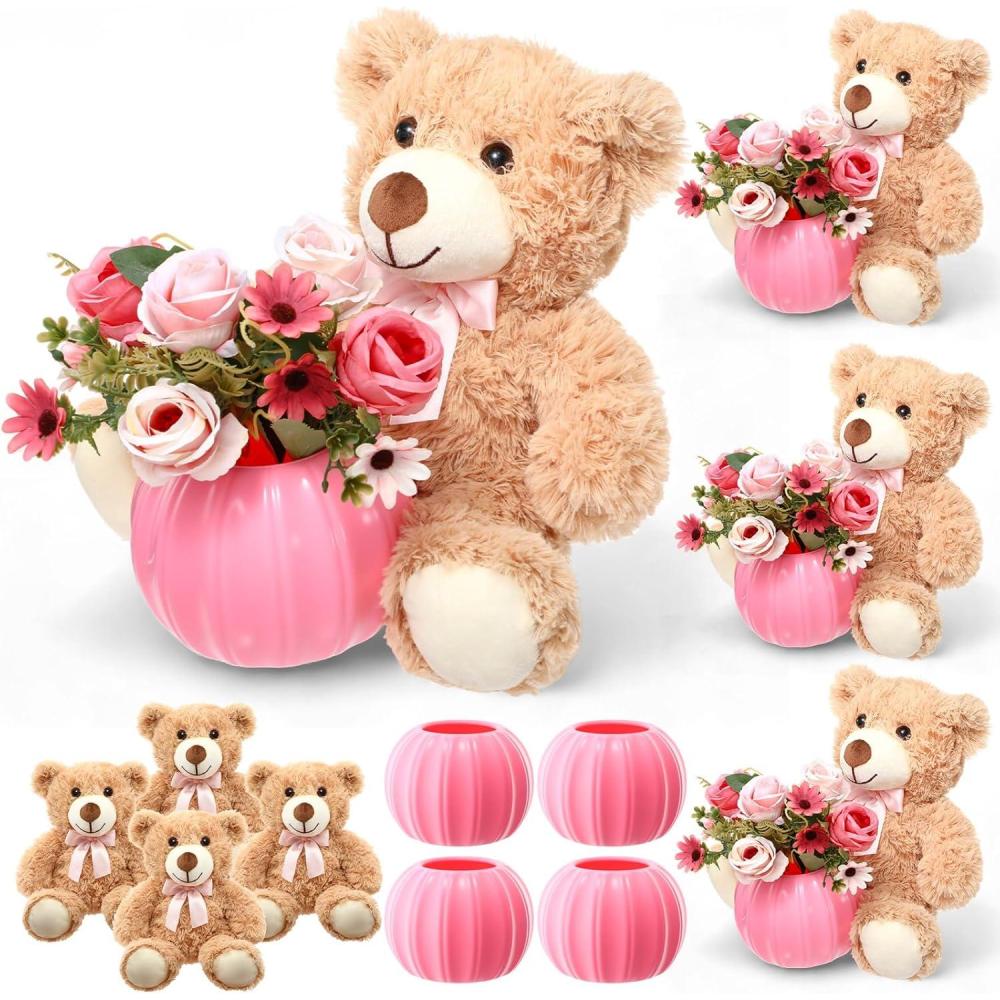 image:imageAmyhill 4 Sets Little Pumpkin Baby Shower Decorations Bear Baby Shower Table Centerpieces Bear Stuffed Artificial Flowers Plastic Pumpkin Vase Set for Fall Autumn Gender Reveal Party DecorPinkPink