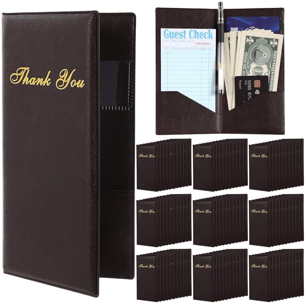 image:imageAmyhill 60 Pcs Check Presenters for Restaurants Guest Bill Card Holders Restaurant Check Presenters Restaurant Tip Holders for Servers Waitress WaiterBlackDark Brown