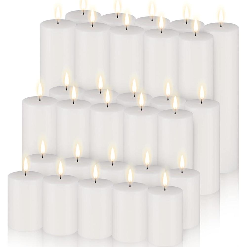 image:imageAmyhill Set of 30 White Unscented Pillar Candles 2 x 3 2 x 5 2 x 8 Inch Large Tall Pillar Candles Bulk Rustic Emergency Big Cotton Wick Wax for Wedding Home Restaurants Spa Church Decorations