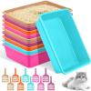 image:imageAmyhill 10 Pcs Open Cat Litter Box Kitten Litter Pan with 10 Scooper Medium Plastic Pet Tray Durable Nonstick Kitten Box for Indoor Pets Cats Rabbit Supply Easy to Clean146x106x34 Inch 5 Color