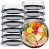 image:imageAmyhill 12 Pieces Serving Trays with Lid 18 Inch Plastic Party Platters with Lids Heavy Duty Black Round Large Stackable Plastic Catering Food Tray for Serving Appetizers Veggie Takeout Food Picnic