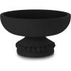 image:imageAmyhill Wood Pedestal Decorative Bowl 8 Inch Wooden Distressed Beaded Bowl for Dining Table Centerpiece Farmhouse Serving and Home DcorWhiteBlack