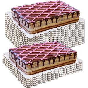 50 Pcs 13.4 x 9.8 Rectangle Cake Board Disposable Cardboard Cake Bases Grease Proof Scallop Edge Corrugated White Cakeboards Dessert and Pastry Food Tray for Pizza Desserts Pastries