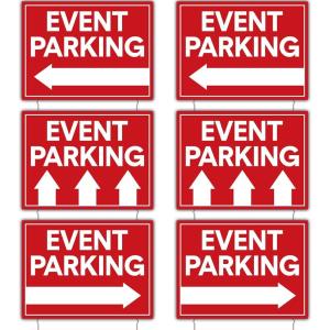 6 Pcs Parking Signs for Yard with Arrow 16 x 12 Inch Outdoor Signs for Event Parking Only Corrugated Plastic Event Signage with Stakes Double Sided Directional Guest