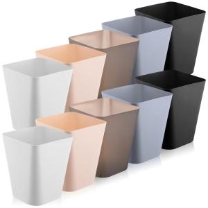 Amyhill 10 Pcs Small Trash Can 2 Gallon Plastic Garbage Can Small Waste Basket for Bathroom Office Kitchen Living Room Bedroom Home Under Desk(Multicolor)(black  gray  white  khaki  brown)