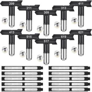 Amyhill 10 Pcs Spray Tips Airless Paint Sprayer Nozzle Tip and 10 Pcs Airless Spray Gun Filter Reversible Tip Paint for Sprayer Accessories(109, 213, 311, 315, 411, 415, 517, 523, 621, 623)(209  211  309  313  411  413  515  517  619  621)