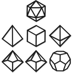 Amyhill 7 Pcs Dice Wall Art Wooden Dice Wall Decor Tavern Wooden Outline Decoration Geometric Home Decor for Bedroom Living Room Teenager Boy Game Room(Black)(Black)
