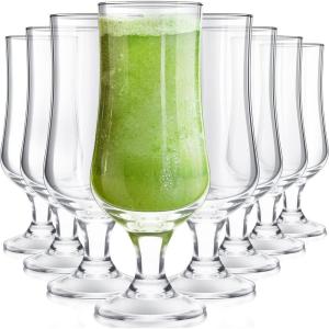 Amyhill 8 Pcs Hurricane Glasses Set 15.5 oz Pina Colada Glasses Cocktail Glasses Crystal Milkshake Drinking Barware for Drinking Margarita Martini Beer Juice Water, Dishwasher Safe