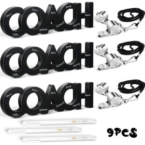 Amyhill 9 Pcs Coach Gifts Football Soccer Coaches Gifts Thank You Coach Wood Sign Whistle Stainless Steel Whistle with Rope White Marker Pen for Men Women Soccer Baseball Volleyball Sports Gift