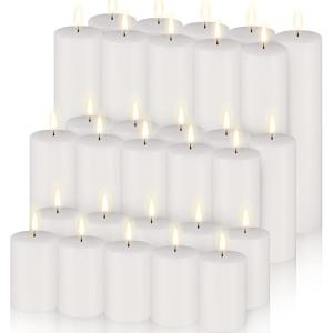 Amyhill Set of 30 White Unscented Pillar Candles 2 x 3, 2 x 5, 2 x 8 Inch Large Tall Pillar Candles Bulk Rustic Emergency Big Cotton Wick Wax for Wedding Home Restaurants Spa Church Decorations