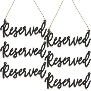 Amyhill Wood Sign, 6 Pieces Reserved Unfinished Wedding Decorative Signage with Hanging Rope, Rustic Style, One Size Fits Most, for Events, Restaurants, Hotels