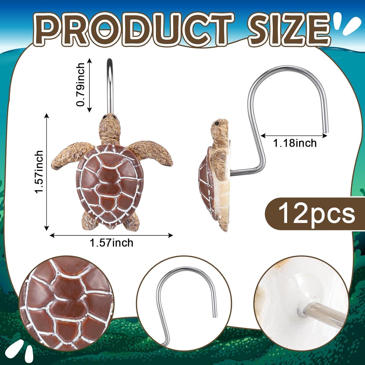 image:imageAmyhill 12 Pcs Shower Curtain Hooks Decorative Shower Curtain Rings Stainless Steel Resin Sea Theme Bathroom Decor Suitable for Home BedroomSea TurtleSea Turtle