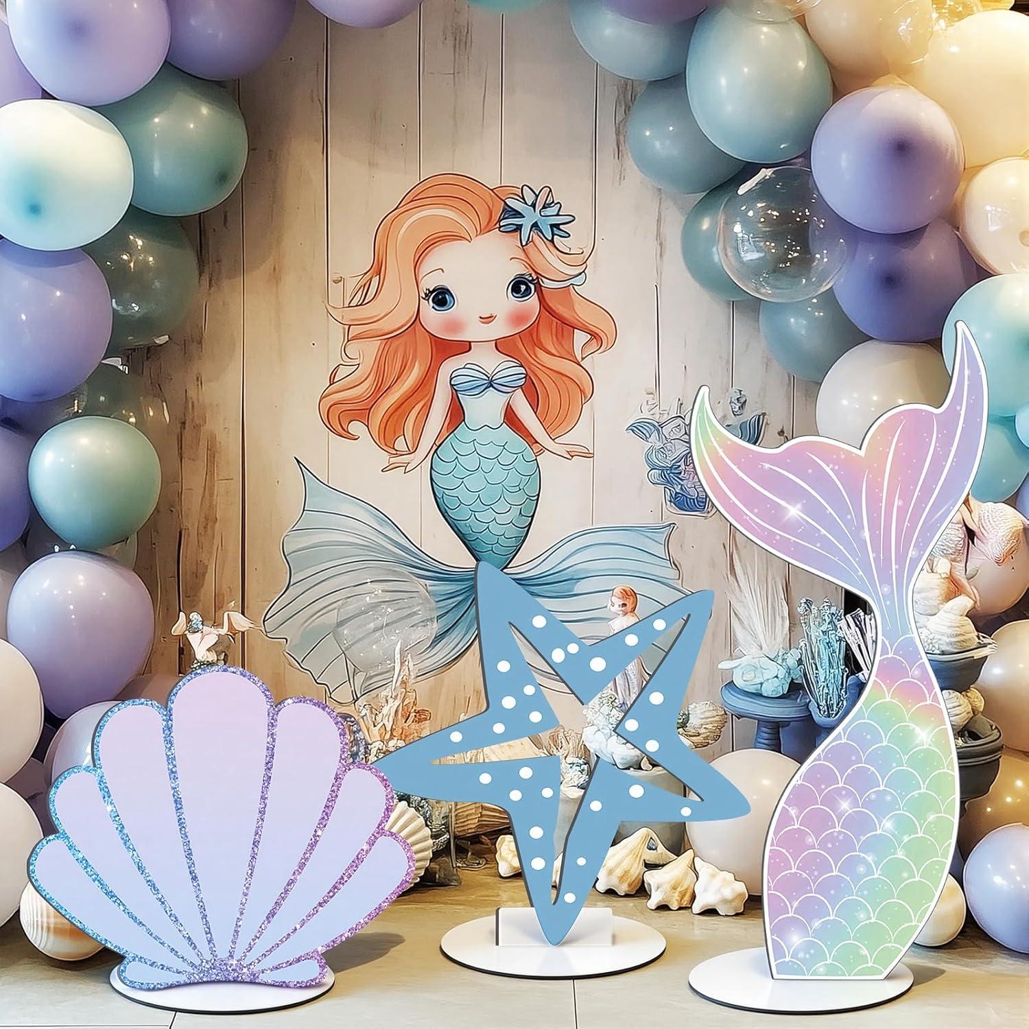 image:imageAmyhill 3 Pcs Large Wonderland Tea Party Decorations Wonderland Garden Yard Sign Teapot Teacup Tea Bowl Cardboard Cutout Stand Vintage Garden Photography Props for Birthday Wedding Bridal Shower DecorMermaid