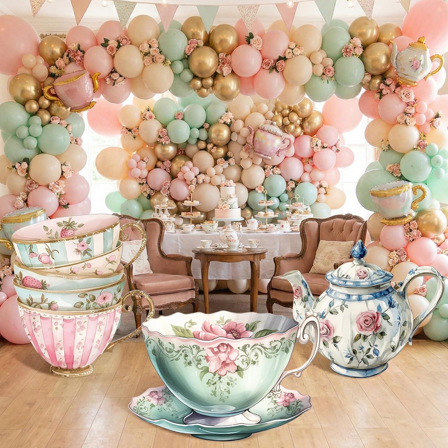 image:imageAmyhill 3 Pcs Large Wonderland Tea Party Decorations Wonderland Garden Yard Sign Teapot Teacup Tea Bowl Cardboard Cutout Stand Vintage Garden Photography Props for Birthday Wedding Bridal Shower DecorTea Party