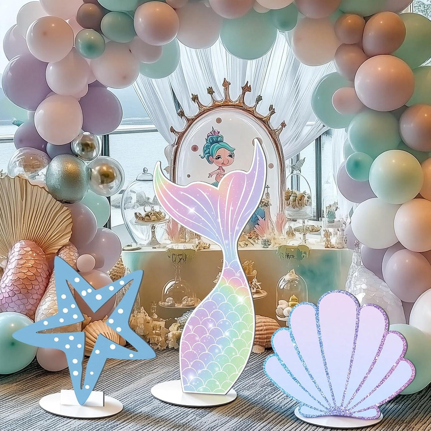 image:imageAmyhill 3 Pcs Large Wonderland Tea Party Decorations Wonderland Garden Yard Sign Teapot Teacup Tea Bowl Cardboard Cutout Stand Vintage Garden Photography Props for Birthday Wedding Bridal Shower DecorMermaid