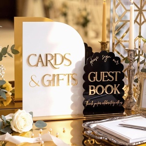 Amyhill 2 Pcs Acrylic Wedding Signs for Reception 8 × 10” Cards and Gifts 5 x 7” Please Sign Our Guestbook Sign with Stand Wedding Table Decor for Marriage Memorial Ceremony(Black,Modern)(White Black)